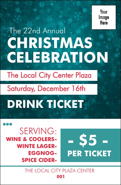 Holiday Snowflake Drink Ticket Product Front