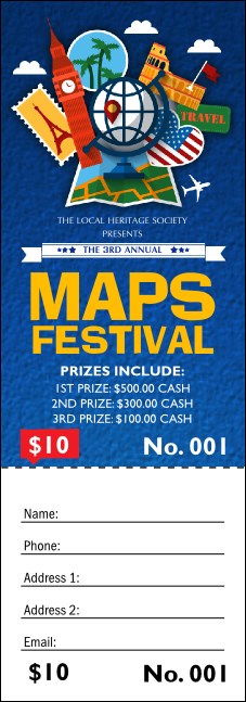 Travel Raffle Ticket Product Front