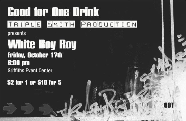 Hip Hop BW Drink Ticket Product Front