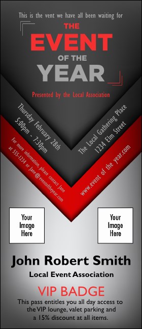 Red and Silver VIP Event Badge Large