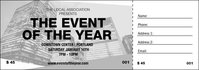 All Purpose buildings Black and White Raffle Ticket Product Front