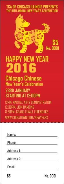 Chinese New Year Dog Raffle Ticket Product Front