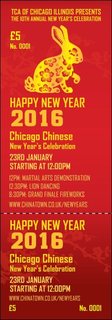 Chinese New Year Rabbit Event Ticket Product Front