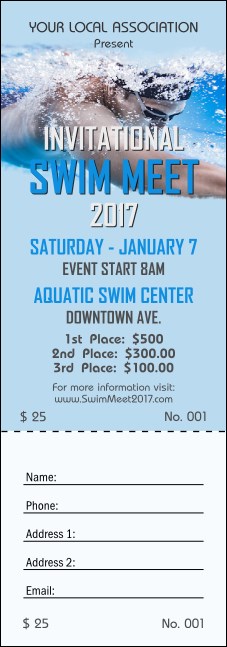 Swim Meet Raffle Ticket Product Front