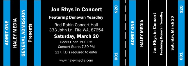 Blue and Black Event Ticket 0007 Product Front