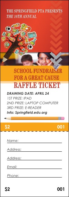 School Fundraiser Raffle Ticket 0007 Product Front