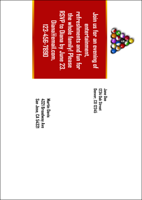 Pool Challenge Postcard Mailer Product Back