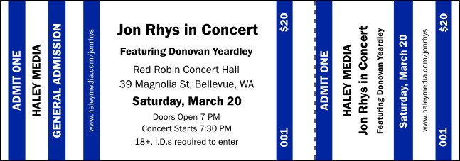 Blue Stripes Event Ticket