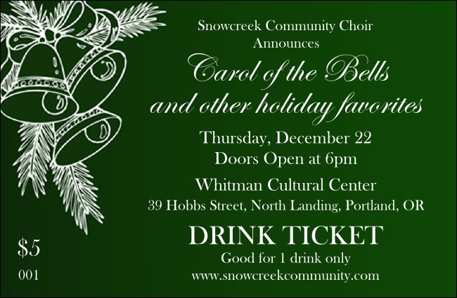 Christmas Bells Drink Ticket