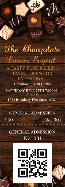 Chocolate QR Event Ticket Product Front