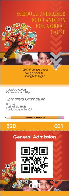Education Fundraiser QR Event Ticket Product Front