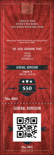Retro Sunburst QR Event Ticket Product Front