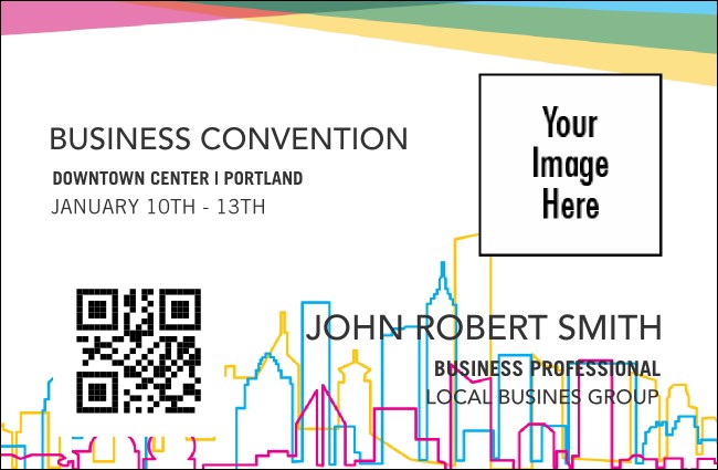 All Purpose Colorful Skyline VIP Event Badge Small Product Front