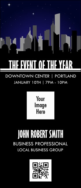 All Purpose Night Skyline VIP Event Badge Large Product Front