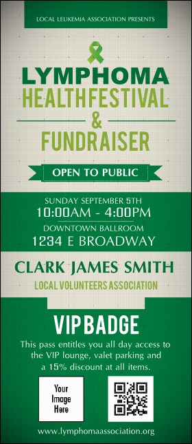 Lymphoma  VIP Event Badge Large Product Front