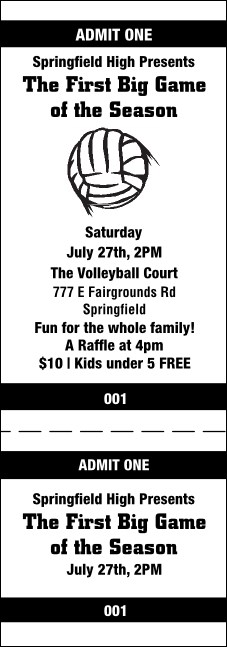 Volleyball General Admission Ticket 001 Product Front