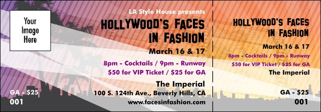 Hollywood General Admission Ticket with stub Product Front