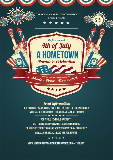 Fourth of July Freedom Blue Postcard Product Front