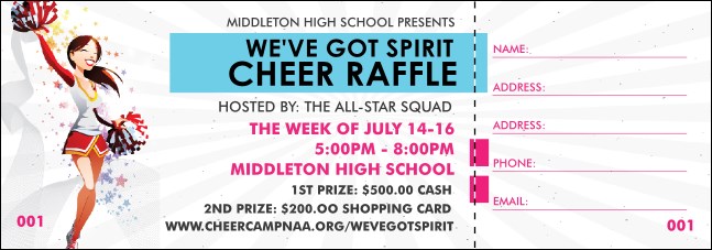 Cheerleading Spirit Raffle Ticket Product Front