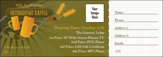 Oktoberfest Green Raffle Ticket Product Front