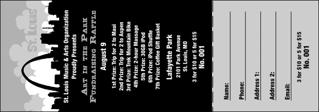 St. Louis (black and white) Raffle Ticket with stub Product Front