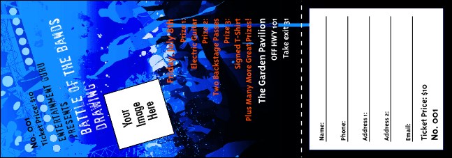 Rock Concert Blue Raffle Ticket Product Front