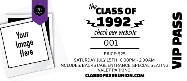 Class Reunion Mascot Purple VIP Pass Product Front