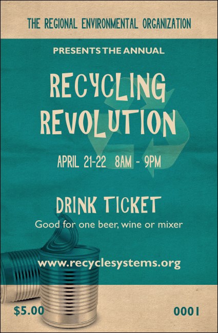 Recycling Symbol Drink Ticket Product Front