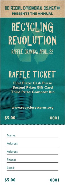 Recycling Symbol Raffle Ticket Product Front