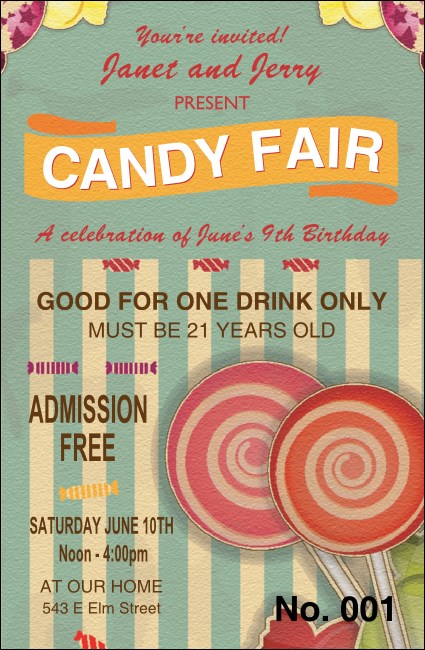 Retro Candy Drink Ticket Product Front